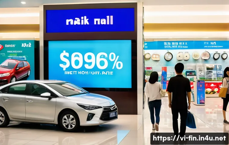 중앙은행의 금리 정책 - A vibrant Vietnamese urban scene illustrating the impact of interest rate changes on personal consum...